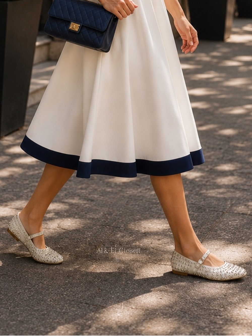 A New Day Issa Flats White Studded Mary Jane Shoes Vegan | Sz 6.5 | New With Box